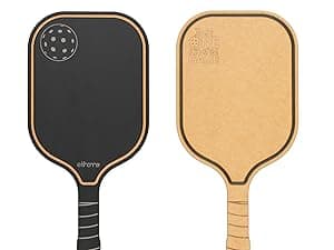 Pickleball Charcuterie & Cutting Board, Pickleball Gifts for Women Men, Wood Fiber 16 x 8.5, Paddle Shape with Handle, Dishwasher Safe, Reversible Design, Juice Groove "Just One More Game"