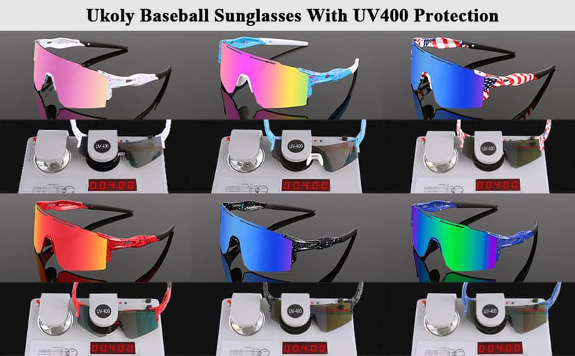 Ukoly Cycling Sunglasses for Men Women with 3 Interchangeable Lenses, Polarized Sports Sunglasses, Baseball Sunglasses