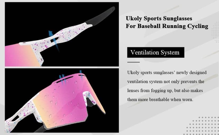 Ukoly Cycling Sunglasses for Men Women with 3 Interchangeable Lenses, Polarized Sports Sunglasses, Baseball Sunglasses