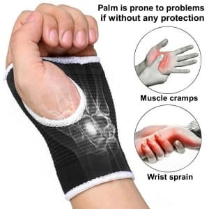 Palm Brace Wrist Support Sleeves (1 Pair), Everyday Use Wrist Brace, Compression Carpal Tunnel for Wrist Pain Relief, Fitness Gloves, Sports Glove, Wrist Brace for Men and Women (M, Black)