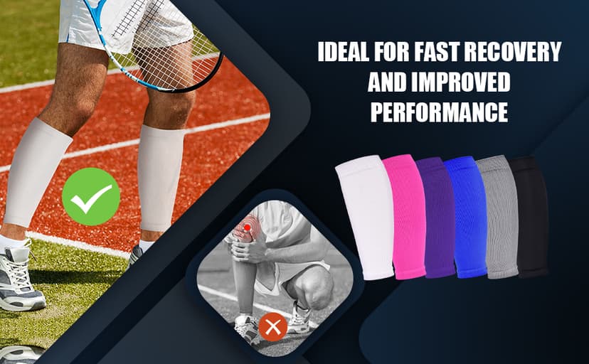 Geyoga 6 Pairs Calf Compression Sleeve for Men Women Football Leg Sleeve Elastic Calf Support Sock for Sports Cycling Running Basketball