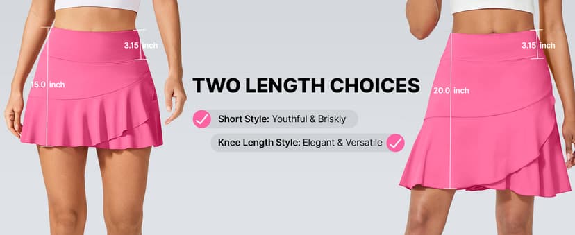 G4Free 15"/20" Tennis Skirts for Women Golf Skorts with Pockets High Waist Ruffle Athletic Skirt Inner Shorts