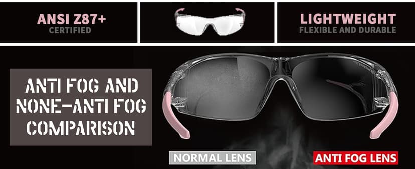 ANSI Z87.1 Anti-Fog Wrap-Around Clear Safety Glasses, Pickleball lab chemistry goggles with Scratch Resistant
