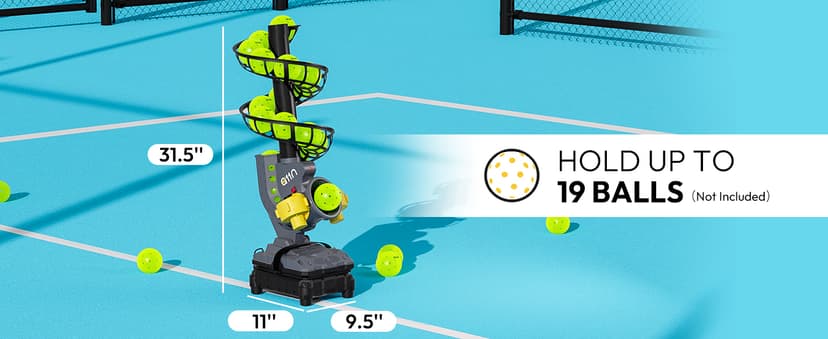 A11N SPORTS Pickleball Automatic Launcher – Adjustable Speed, Spin & Angles for Dinks, Chops, Volleys & Serves – Auto Swing for Forehand & Backhand Training – Indoor/Outdoor Use for All Skill Levels