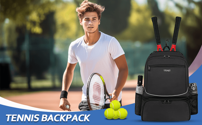 Ytonet Tennis Bag Tennis Backpack for Women Men 2 Rackets with Insulated Pocket Ventilated Shoe Compartment