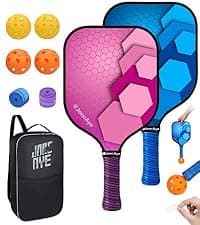 JoncAye Pickleball-Paddles-Set of 4 or 2 Rackets with Balls and Bag, USAPA Approved Pickle-Ball Equipment with Accessories, Fiberglass Graphite Pickleball Racquet Set for Men, Women, Kids, Adults