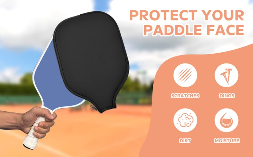 2 Pcs Pickleball Paddle Covers, Universal Case Size - 8.6 x 12.2 inches Zippered Racket Sleeve, Durable Neoprene Paddle Cover, Paddle Storage Bag for Most USAPA Standard (Black) (Black)