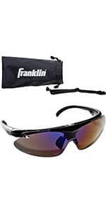 Franklin Sports Pickleball Sunglasses - All Sport UV Glasses for Tennis, Pickleball, Cycling, Rowing + More - Athletic Shades with Headband + Carry Bag, Red