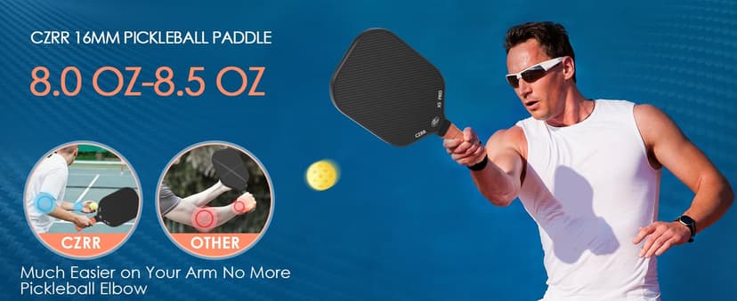 Pickleball Paddle, USA Pickleball Approved, 3K Raw Carbon Fiber Surface (CFS) High Grit & Spin, with 16MM Polypropylene Honeycomb Core, Ideal for Novice and Professional Players