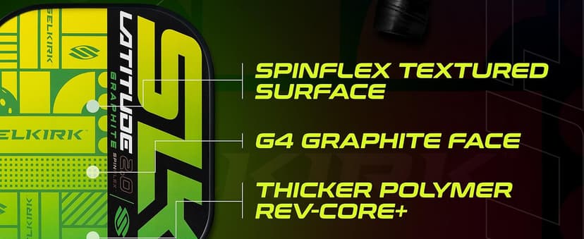 SLK Latitude 2.0 Pickleball Paddle | G4 Graphite Pickleball Paddle Face | Rev-Core+ Technology with SpinFlex Surface | Redesigned for Performance and Control
