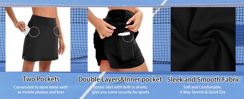 Oyamiki Women's Active Athletic Skort Lightweight Tennis Skirt Perfect for Running Training Sports Golf