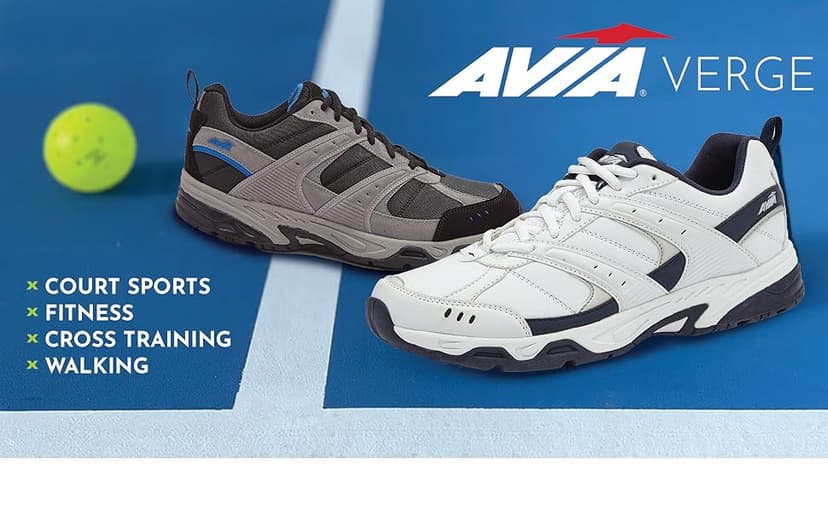 Avia Avi-Verge Mens Sneakers - Cross Trainer Mens Tennis Shoes, Pickleball or Walking Shoes for Men, Medium or Extra Wide Width Court Shoes Size 7 to 16
