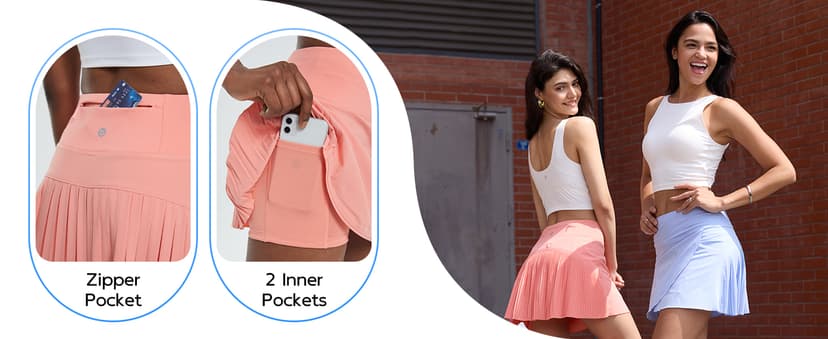 baleaf Women's Pleated Tennis Skirt Golf Skorts for Woman High Waisted Lightweight Athletic Shorts Pockets