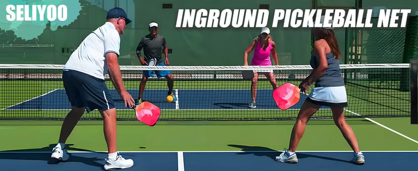 Pro-Grade In-Ground Pickleball Net with Brass Crank Handle,Galvanized Steel Sleeves,Tournament Regulation Size,Heavy Duty Pickleball Post for Indoor Gym or Outdoor Court