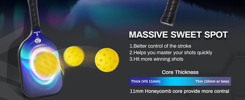 VINSGUIR Pickleball Paddle Set of 2, USAPA Approved Lightweight Fiberglass Rackets with Honeycomb Core, 4 Pickleballs & Carrying Bag, Ideal for Beginners & Gift