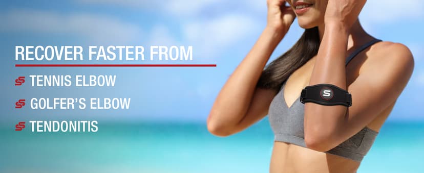 Sleeve Stars Tennis Elbow Brace for Women - Adjustable Tennis Elbow Strap, Golfers Elbow Brace for Men, Counterforce Brace for Tennis Elbow for Tendonitis Relief, Fits 9"-23" (Single/Black)