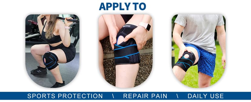 DOUFURT Knee Brace for Women & Men Meniscus Tear, Plus Size Knee Braces for Knee Pain Relief, Arthritis, Compression Knee Support Side Stabilizers