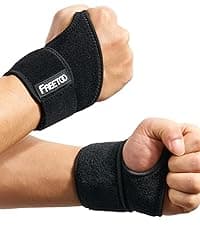 FREETOO Carpal Tunnel Wrist Brace Night Support Fit Right Hand for Work, Pain Relief Wrist Splint for Tendonitis, Sprain, Strain, Rigid Hand Brace for Arthritis for Women and Men (S/M, Black/Pink)