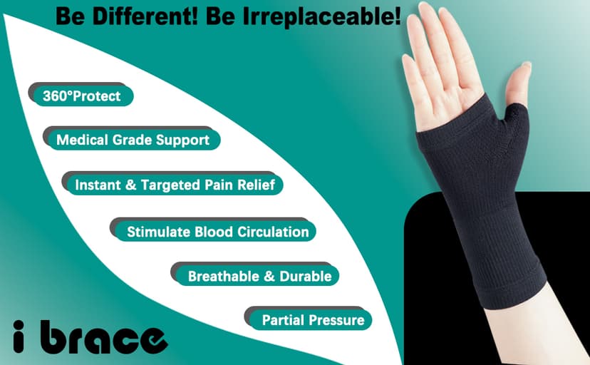 Partial Zone Compression Wrist Sleeve for Carpal Tunnel with Thumb Support, Reversible Splint for Typing, Gardening, Golf, Yoga, Tennis, Wrist Support Brace for Men & Women-PAIR