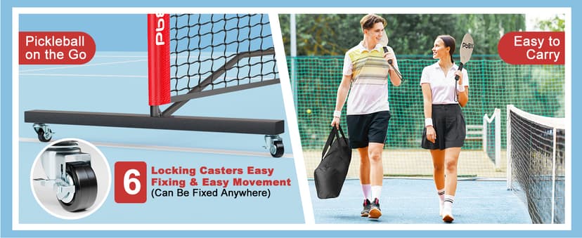 Portable Pickleball Net, Pickle Ball Net Outdoor with 22ft Regulation Size Net, Court Markers, Durable Frame PE Knited Pickleball Practice Net System for Backyard Driveway