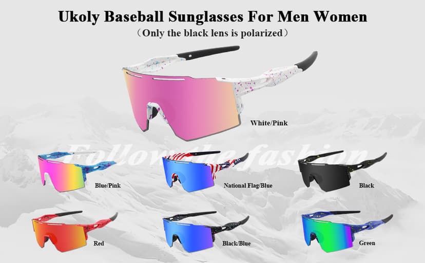 Ukoly Cycling Sunglasses for Men Women with 3 Interchangeable Lenses, Polarized Sports Sunglasses, Baseball Sunglasses