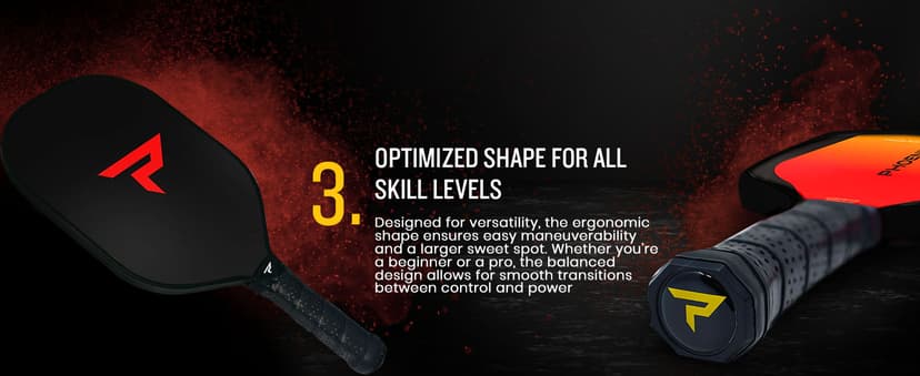 Paddletek Phoenix G6 Pickleball Paddle | Professional Pickleball Paddles with Honeycomb Core, Polycarbonate Surface, Graphite PolyCore & High Tack Performance Grip | USAPA Approved