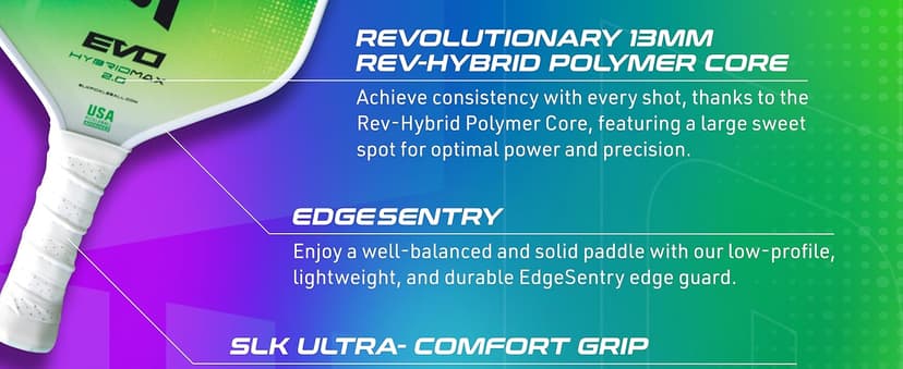 SLK Latitude 2.0 Pickleball Paddle | G4 Graphite Pickleball Paddle Face | Rev-Core+ Technology with SpinFlex Surface | Redesigned for Performance and Control