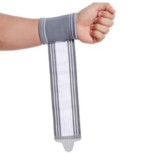 NeoTech Care Wrist Band - Adjustable Compression Strap - Elastic & Breathable Fabric - Support Sleeve for Tennis, Sports, Exercise - Men, Women, Right or Left (Gray Color, Size M, 1 Unit)