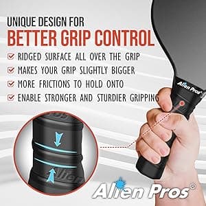 ALIEN PROS Pickleball Overgrip (4-Pack) with Ridges for Better Grip Control - Precut and Dry Feel Pickleball Grip Tape - Non-Slip Pickleball Paddle Grip Tape for High Performance