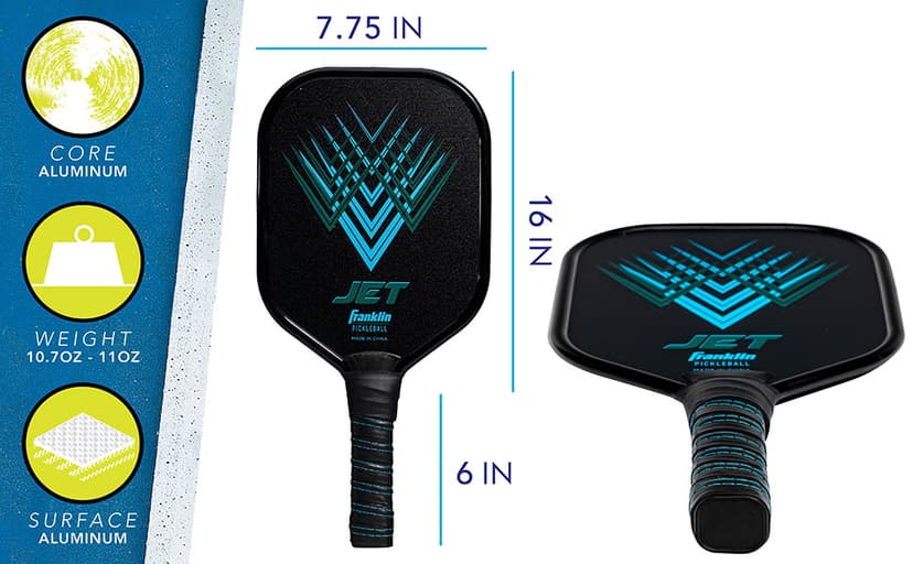 Franklin Sports Pickleball Paddle - Titus + Jet Aluminum Plated Paddles - USA Pickleball (USAPA) Approved Paddle