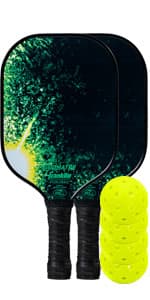 Franklin Sports Pickleball Paddle and Ball Set - (2) Dagger Fiberglass Rackets + (4) X-40 Balls - USA Pickleball (USAPA) Approved - 2 Player Set