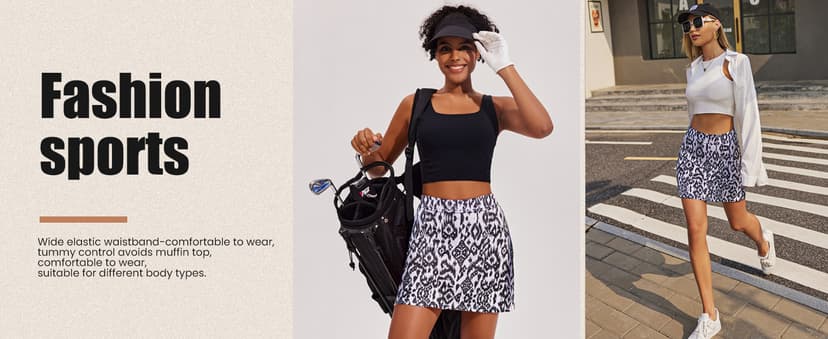 Ekouaer Women's Athletic Skorts Lightweight Golf Skirts Inner Shorts Pocket Tennis Workout Sports Pickleball Skort