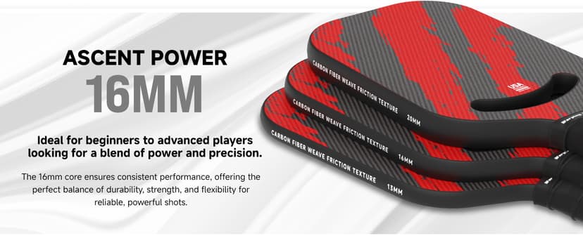 Warping Point Ascent Pickleball Paddles| Carbon Fiber Pickleball Racket with Aero Throat | Textured Grit Surface | Hexa Polymer Core | Designed for Swing Speed and Maneuverability