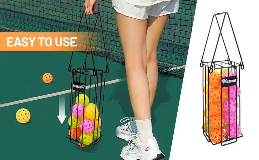 Pickleball Ball Holder Set - Large Capacity Pickleball Hopper with 20 Balls, Must-Have Pickleball Accessories for Pickleball Training, Pickleball Caddy for Pickleball Practice Equipment