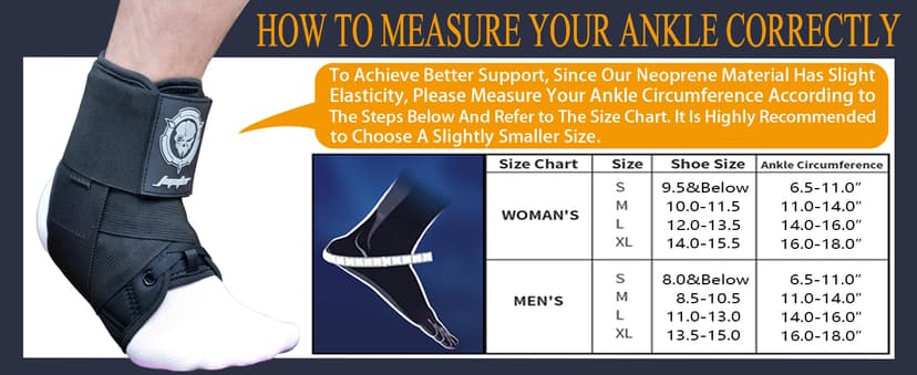 Jupiter Ankle Brace for Sprained Ankles for Women & Men, Made of Neoprene with Dual Springs, for Injury Recover, Running, Basketball and Cycling(Black M 11‘’-14‘’)