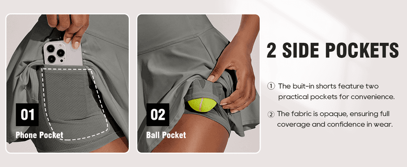 PINSPARK Womens Tennis Skirt Pleated Athletic Skirts with Pockets Shorts High Waisted Golf Skort for Workout Pickleball