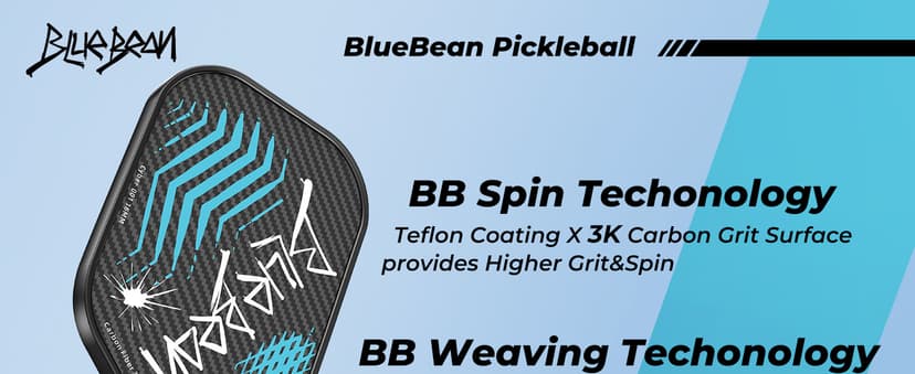 Pickleball Paddles,USA Pickleball Approved,Carbon Fiber Pickleball Paddle with 16MM Polymer Honeycomb Core Provides Lighter Weight&Higher Grit&Spin,Engineered for Professional Players,BlueBean
