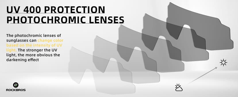 ROCKBROS Photochromic Sports Sunglasses for Men Women Cycling UV Protection