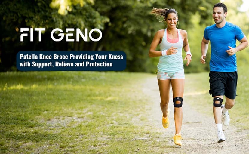 Fit Geno Patella Knee Brace for Women and Men, Patellar Tendon Support Strap with Side Stabilizers, Knee Band with Patella Gel Pads for Meniscus Tear Arthritis Pain Injury Running