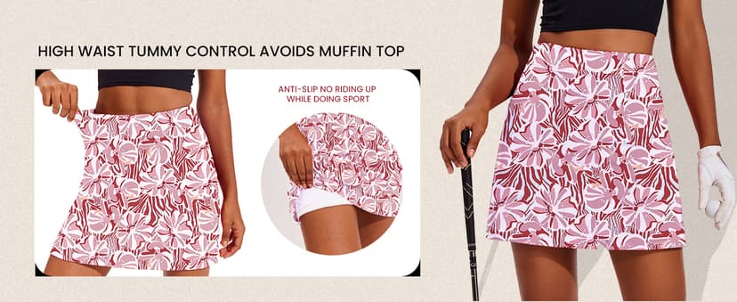 Ekouaer Women's Athletic Skorts Lightweight Golf Skirts Inner Shorts Pocket Tennis Workout Sports Pickleball Skort