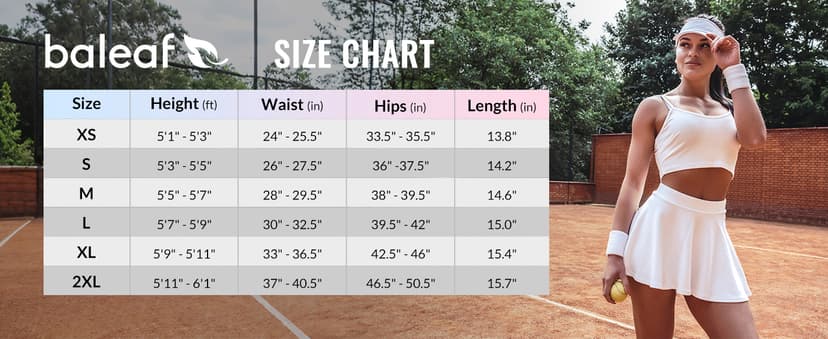 baleaf Women's Tennis Skirts High Waisted Tummy Control Pleated Athletic Golf Skorts Skirts for Running with 2 Pockets