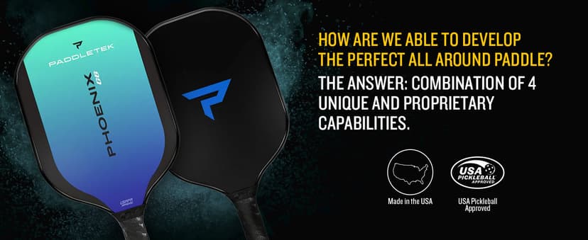 Paddletek Phoenix G6 Pickleball Paddle | Professional Pickleball Paddles with Honeycomb Core, Polycarbonate Surface, Graphite PolyCore & High Tack Performance Grip | USAPA Approved