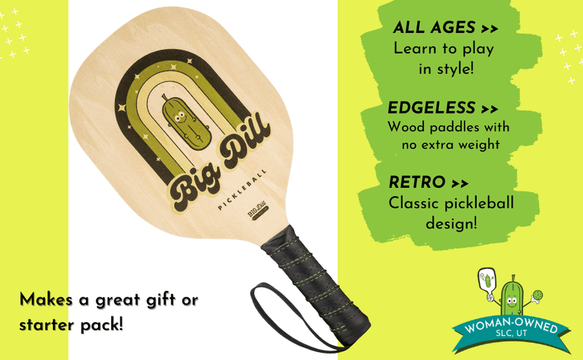 Big Dill Pickleball Superstar Pickle Ball Paddle Set of 4 Wooden Paddles — Pack of 4 Pickleball Paddles Set, 4 Pickleball Balls & Bag for Pickle Ball Rackets, Beginner Pickleball Racket Sets
