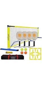 Zdgao Pickleball Net for Driveway with 22FT Regulation Size Pickleball Net, 4 Outdoor Pickleballs and Carry Bag, Weather Resistance Strong Steel Frame
