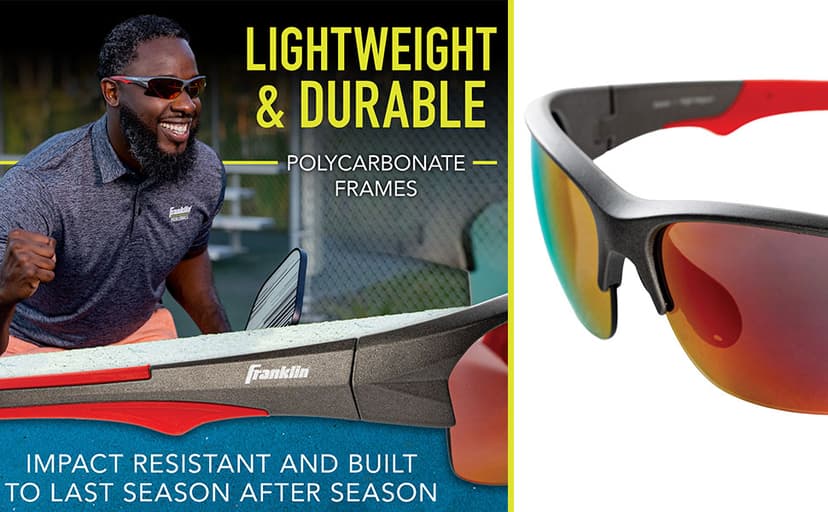 Franklin Sports Pickleball Sunglasses - All Sport UV Glasses for Tennis, Pickleball, Cycling, Rowing + More - Athletic Shades with Headband + Carry Bag, Red