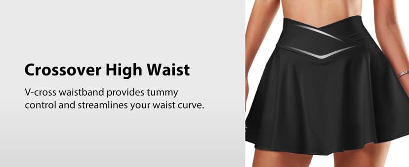 FireSwan Tennis Skirt for Women with Pockets Shorts Crossover High Waisted Pleated Golf Skorts Athletic Workout Skirts