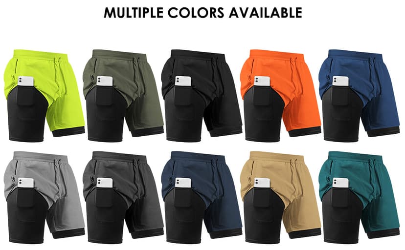 NIMOJIRO Men's 2 in 1 Running Shorts Workout Athletic Training Gym Outdoor Sports Shorts