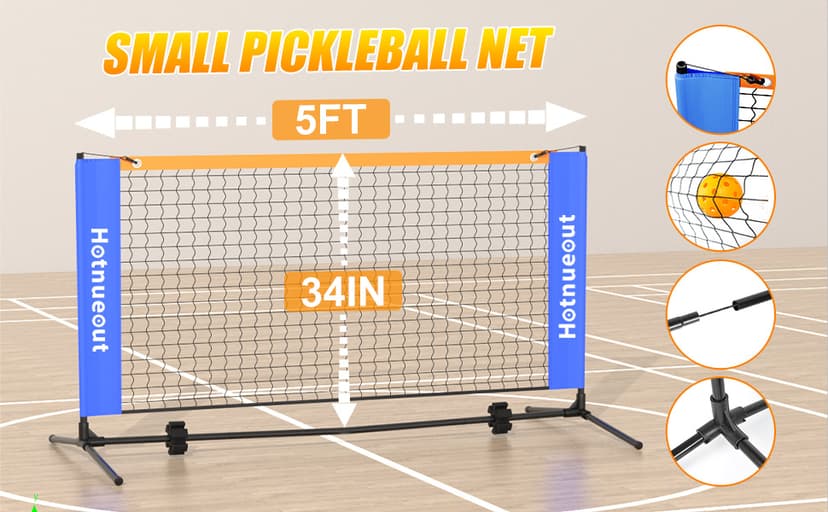 Small Mini Pickleball Net 5FT Portable Game Pickleball Practice Net for Driveway, Outdoor Indoor Pickle Ball Equipment Dink Training Aid