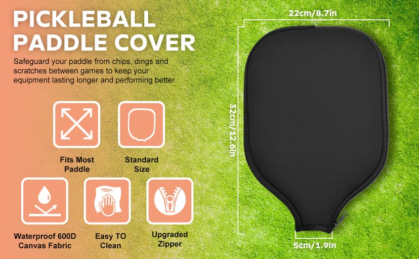 2 Pcs Pickleball Paddle Covers, Universal Case Size - 8.6 x 12.2 inches Zippered Racket Sleeve, Durable Neoprene Paddle Cover, Paddle Storage Bag for Most USAPA Standard (Black) (Black)