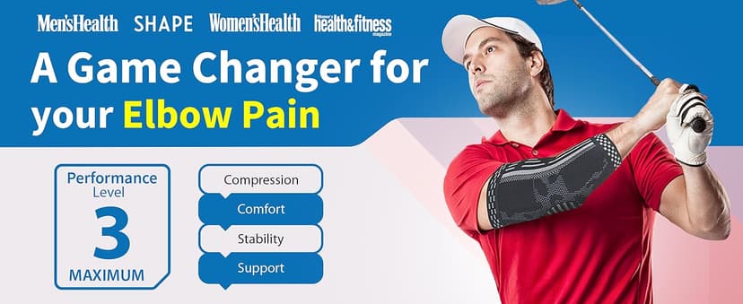 BLITZU 2 Pack Elbow Compression Sleeve, Tennis Elbow Brace Support for Golfer's, Arthritis, Bursitis & Tendonitis Treatment & Pain. Great for Gym Workout, Weightlifting. Black Large.